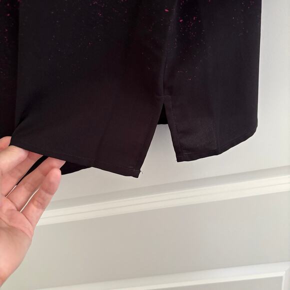 Catherines pink black tunic blouse top 2X v-neck popover collar roll tab sleeve - Picture 6 of 9